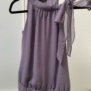 Lavendar & White Polka Dot Halter Blouse with Tie